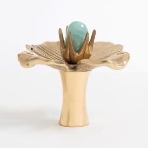 Bouton élégant de conception de fleur verte avec l'abat-jour d'or pour des armoires tiroirs armoires poignée décorative de concepteur pour la maison et le bureau - Product Image 4