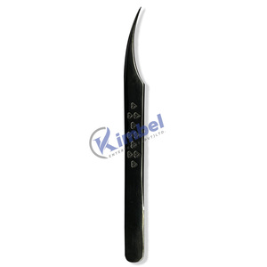 Pinzas de extensión de pestañas personalizadas, punta de fibra negra de Plasma delgada de 90 grados, Material de acero inoxidable de sujeción fuerte - Product Image 2