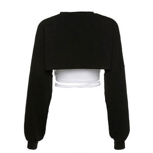 Sudaderas con capucha para mujer con estampado de hojaldre recortado de alta calidad Fabricantes Aduanas Ropa de mujer Tops cortos sexy Sudaderas con capucha para mujer - Product Image 5