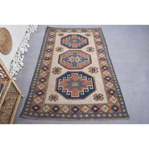 Tapis vintage 4x6,5 pi (122x198 cm), tapis oriental turc beige - Product Image 1