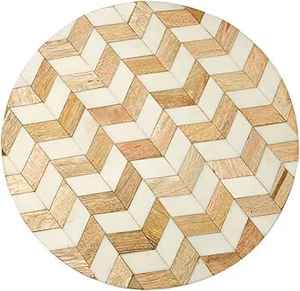 Soporte para Tartas de Resina y Madera de Diseño Moderno con Patrón Horizontal, Forma Redonda, Color y Tamaño Personalizables para Exhibición de Postres - Product Image 2