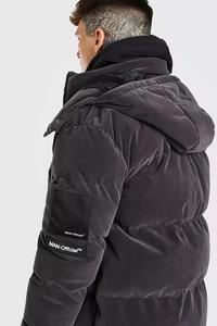 New Arrival High Quality Hood <b>Men</b> <b>Velvet</b> Puffer <b>Jacket</b> Breathable Quilted <b>Velvet</b> <b>Jackets</b> for <b>Men</b> - Product Image 2