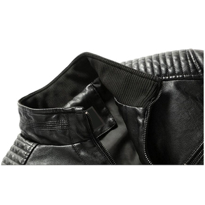 Veste en cuir pour hommes en cuir véritable peau de mouton aniline fermeture éclair Sally Mae clouté noir hommes Biker veste avec service OEM matelassé - Product Image 6