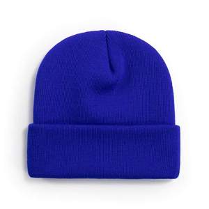 Gorro cálido de invierno para adultos, gorro de punto liso suave con estampado de logotipo personalizado con puños doblados, colores sólidos - Product Image 4