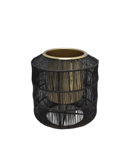 Lanterne de bougie en métal de fer décorative de noël finition noire et or pour la maison et le décor de mariage lanterne suspendue en vrac à la main - Product Image 1