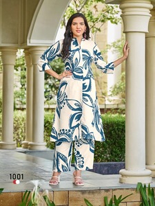 <b>Festive</b> Co-Ord Set for Women Rayon Embroidered Quick Dry Wrinkle Free Matching <b>Top</b> and Bottom Wholesale Low MOQ - Product Image 3