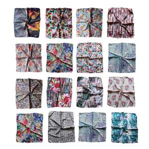 Women's Fashion Floral Printed <b>Square</b> <b>Scarf</b> Soft Silky Polyester and Cotton Wraps for Party Accessories - Product Image 1