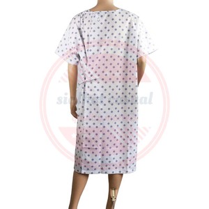 Batas de paciente médico transpirables para hospital 100%, logotipo y tamaños personalizados, batas de algodón de media manga para pacientes - Product Image 3