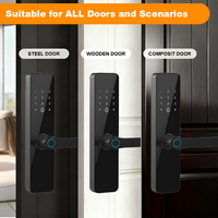Cerradura Inteligente para Puerta Interior de Madera con Manija, Entrada con Llave de Hotel, Reconocimiento de Huella Dactilar, Carga de Emergencia USB, Cerraduras Inteligentes