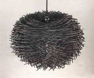 Black <b>Rattan</b> Lampshade Handcrafted by Vietnamese Artisans Sustainable Eco Friendly Lighting <b>Pendant</b> <b>Light</b> Chandelier Lamp - Product Image 2