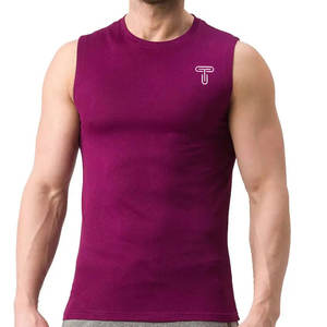 เสื้อกล้ามผู้ชายผ้าฝ้ายระบายอากาศได้ดีแนวสตรีทสูงเสื้อออกกำลังกายสีแบบมีรูตกแต่ง - Product Image 1
