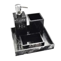 Ensemble de salle de bain en résine lisse de haute qualité, 4 pièces pour salle de douche, porte-brosse à dents, distributeur de savon, plateau de vanité à vendre