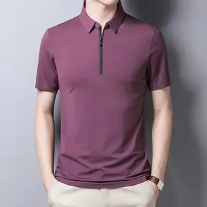 High Quality Custom <b>Men's</b> Golf <b>for</b> <b>Polo</b> <b>Shirt</b> with Breathable <b>Black</b> Jersey Solid Red Zipper Contrast Personalized Logo - Product Image 4