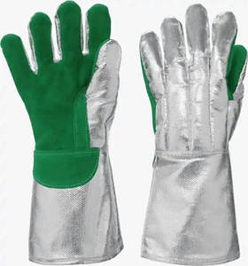 Guantes de lucha contra incendios de cuero partido De Vaca aluminizado de alta temperatura Seguridad industrial Soldadores DE TRABAJO resistentes al calor Guantes largos - Product Image 2