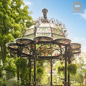 Gazebo de jardin en fer forgé facile à assembler, galvanisé, durable, élément décoratif pour l'espace de vie extérieur - Product Image 3