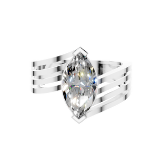 แหวนแต่งงานและหมั้นผู้ชายทองคำแท้ 14K ประดับเพชรโมอิสซาไนต์ทรงมาร์ควิส รับรองโดย IGI ดีไซน์หรูหรา สำหรับขายส่ง - Product Image 3