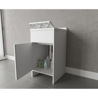 Armoire à linge blanche écologique résistante à l'eau avec évier et tiroir 45x50 cm pour usage domestique