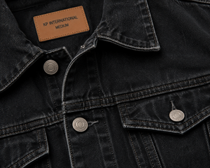 Men's Black Canvas Jacket Regular Fit Mandarin Collar <b>Covered</b> <b>Button</b> Closure Washed Cotton Casual Winter Style Breathable Quick - Product Image 3