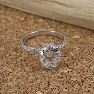 Shimmering Chic Lab Grown Diamond Ring 10K Gold Oval Cut 3.80 CARAT VVS2 IGI Certified Premium Jewelry Engagement Gift Women - Product Image 1