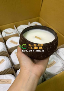 Bougie en coque de noix de coco 100% naturelle du Vietnam / Bougie en coque de noix de coco / Porte-bougie en coque de noix de coco au Vietnam - Product Image 3