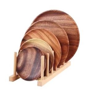Plateau rond en bois pour fromage, fruits et desserts fabriqué à partir de bois d'acacia durable pour un service élégant et une longue durée de vie - Product Image 2