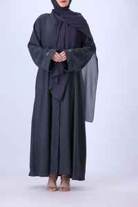 Robe Abaya Modeste en Lin Brodé de Marguerites, Texture Ouverte, Style Dubai, pour Femmes Musulmanes, Respirante, Brillante, Manches Chauve-Souris, Vêtement Islamique - Product Image 4