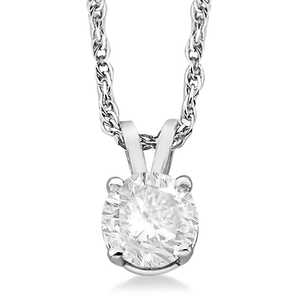 14K White Gold 0.50ct Prong Set <b>Moissanite</b> Solitaire Pendant <b>Necklace</b> - Product Image 1