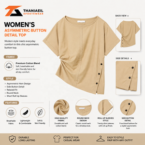 T-shirt pour femme en coton 100% de qualité supérieure, col rond, coupe classique, personnalisable, streetwear décontracté, haut tendance - Product Image 4