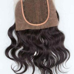 Vente en gros 100% brut 4x4 fermeture ondulée couleur naturelle cuticule alignée vague profonde temple indien extensions de cheveux humains non transformés - Product Image 3