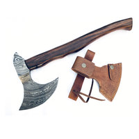 Axe de lame façonnée à la main avec manche en bois sculpté, fabriqué à la main, en acier à haute teneur en carbone, 1 pièce