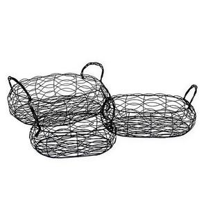 Cesta de cuentas de alambre Cesta de alambre de metal hecha a mano de alta calidad en cesta de almacenamiento de frutas de color negro con recubrimiento en polvo con asa - Product Image 1