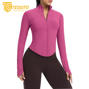 Women's Lightweight Long Sleeve UPF 50+ Hoodie Breathable Full Zip Winter Workout Sun Protection with <b>Stand</b> Collar - Product Image 6