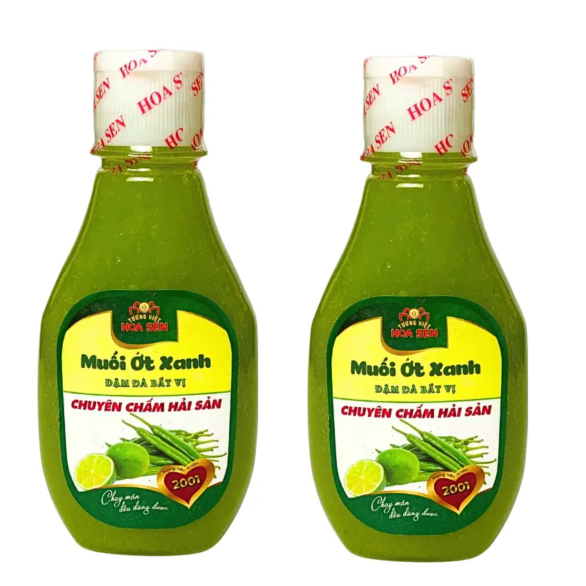 Novo preço tempero verde picante cozinhar uso 0.3kg qualidade saborosa OEM molho de pimentão condimentos garrafa de sal de pimentão do Vietnã