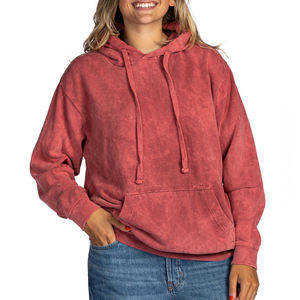 Venta Directa de Fábrica Sudadera con Capucha para Mujer con Lavado Ácido, Logotipo Bordado Personalizado, Sudadera Lisa Teñida con Lavado Ácido para Chicas - Product Image 1