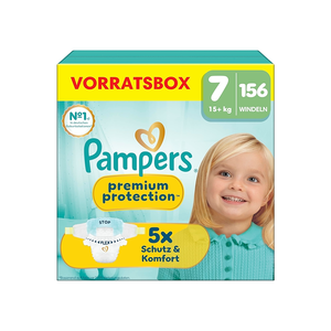 แพมเพิส พรีเมี่ยม โพรเทคชั่น ไซส์ 7, ผ้าอ้อม 156 ชิ้น, สำหรับเด็กน้ำหนัก 15 กก.ขึ้นไป, หมายเลขโปรดักส์ของเรา 1. ป้องกันผิวและป้องกันการรั่วซึม - Product Image 1