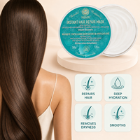 Traitement capillaire professionnel à la kératine bio, au collagène marin, à l'huile de ricin, à l'huile de coco et au beurre de karité pour cheveux secs, abîmés et cassants, nourrissant