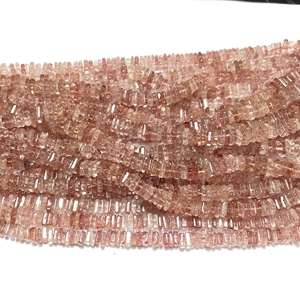 Cuentas Heishi Cuadradas de Cuarzo Fresa Natural, Cuentas de Virutas de Piedras Preciosas Naturales, Perforadas en el Centro - Product Image 2