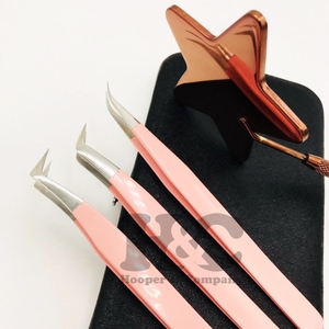 แหนบสำหรับต่อขนตาแบบใหม่คีมคีบสำหรับต่อขนตาที่ต่อขนตาที่หนีบสแตนเลสโลโก้ขนมิงค์แบบยั่งยืนกระจกปลายแหลม - Product Image 1