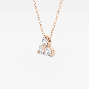 Colgante de Moda con Tres Diamantes Redondos Cultivados en Laboratorio de 1/2 CTW con Cadena Ajustable, Collar de Diamantes Clásico de Oro de 14K, Regalo - Product Image 3
