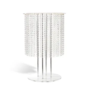 Meja kecil dalam logam perak dan simulasi putih dengan liontin kristal buatan Italia artikel pernikahan buatan tangan dekorasi rumah lux