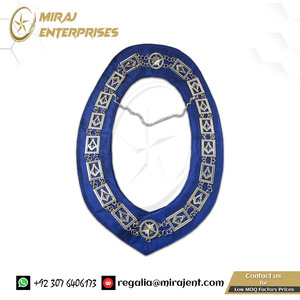 Brújula y cuadrado chapados en plata al por mayor con cuello de cadena masónico G para tela de algodón Blue Lodge Master Mason Regalia - Product Image 2