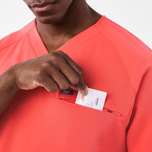 V-Neck Medical <b>Scrub</b> <b>Top</b> for Men Hospital Uniform with Side Slits and Kangaroo Pockets, Nursing <b>Scrubs</b> Set, Surgical Uniform - Product Image 6