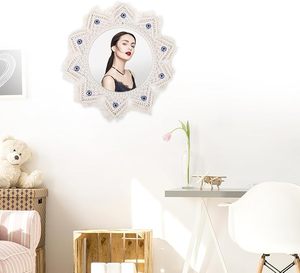 Nouvel arrivage de miroir en macramé au design décoratif avec charme bohème et ambiance artisanale adapté à la décoration de la chambre de tous les jours - Product Image 5