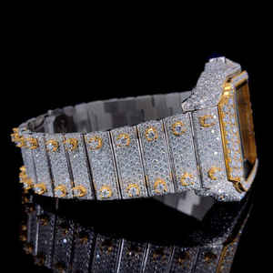 New Trendy Luxury Handmade Fully <b>for</b> VVS Leb Grown <b>Square</b> Fashion <b>Watches</b> Quartz Movement Glass Dial Window Analog Hip Hop Style - Product Image 2