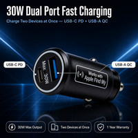 Chargeur de voiture AP200G 30W avec GPS Tracker compatible Apple Find My et Android Find Hub, 1 an, charge rapide, sans abonnement, localisateur anti-perte