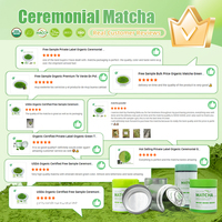 Bubuk Matcha Kelas Seremonial Bersertifikat USDA Organik, Sampel Gratis untuk Minuman Teh