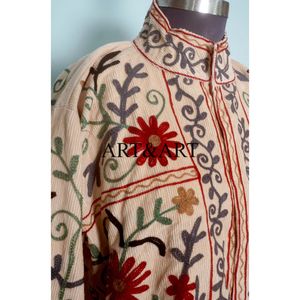 Veste matelassée en coton 100% luxueuse, brodée à la main, motif floral, détails complexes, élégance intemporelle, spécial hiver - Product Image 2