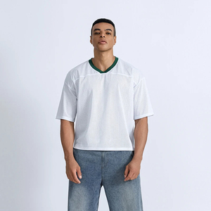 T-shirts décontractés pour hommes à manches courtes, coupe ample, 100 % polyester respirant, maille unie, couleur unie, blanc et noir, livraison rapide - Product Image 4