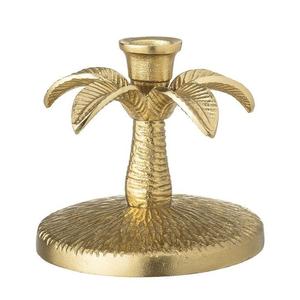 Bougeoir en forme de palmier doré, bougeoir en aluminium tropical, écologique, fait à la main, support de bougie, centre de table de mariage, décoration de la maison - Product Image 1