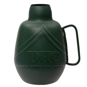 Antique Metal Flower <b>Vase</b> with Sculptural and Gray Powder Coated Shiny Finished Unique Shapes for <b>Vintage</b> Homes - Product Image 2